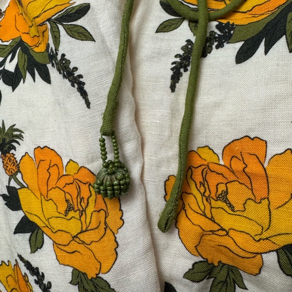 Farm Rio Anthropologie Cream Maxi Dress with Yellow Floral Print - Picture 10 of 13